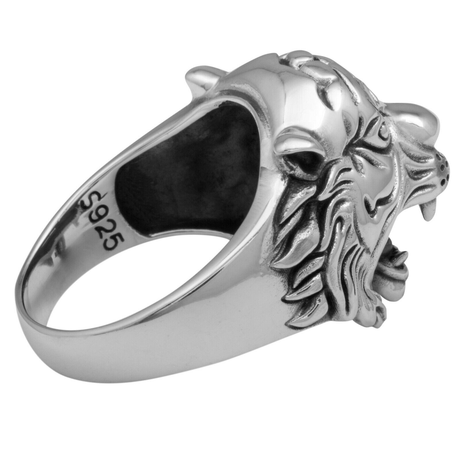 Griechische Löwe Dschungel König Tier Leo Zodiac Herren 925 Silber Biker Ring