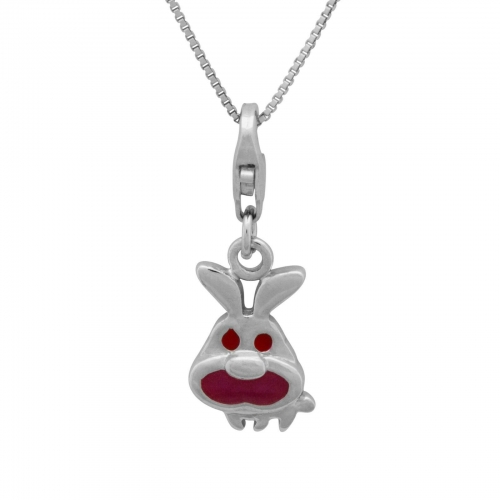 Charm Anhänger Hase 925 Silber Emaille