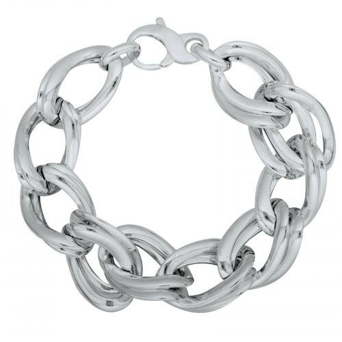 Erbsarmband Oval 17 mm 925er Silber Glieder Armband Hochglanzpoliert Damen - 1.jpg