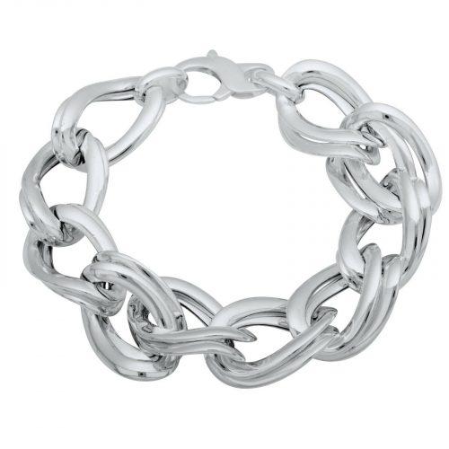 Erbsarmband Oval 17 mm 925er Silber Glieder Armband Hochglanzpoliert Damen - 2.jpg